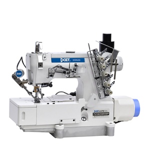 Machine à coudre interlock à lit plat DT 500-01 CB/EUT/DD à entraînement direct, 3 aiguilles, 5 fils, avec coupe-fil électronique automatique - Product Image 1