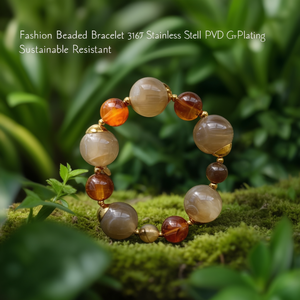 Fashion <b>Beaded</b> <b>Bracelet</b> 316L Stainless Steel PVD <b>Gold</b> Plating Sustainable Resistant - Product Image 3