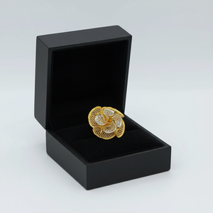 Elegant Gold Flower <b>Ring</b> For Women Designer Floral <b>Statement</b> <b>Ring</b> With Two Tone Gold Finish Stylish Fashion Jewelry Gift - Product Image 1