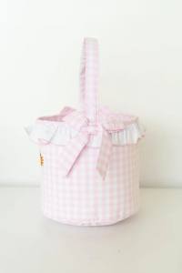 Kunden spezifische rosa karierte Muster niedliche Spinne Geist Katze <span class=keywords><strong>Halloween</strong></span> bestickte Tasche Bogen gekräuselte Kante <span class=keywords><strong>Halloween</strong></span> Geschenk korb - Product Image 4