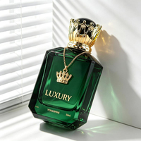 Flacon de parfum en verre vert polygonal le plus vendu, 30 ml, 50 ml, 100 ml, flacon de parfum vide avec emballage et couvercles