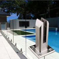 Balustrade de balcon en verre sans cadre avec main courante, pince de base en aluminium pour garde-corps, clôture extérieure en verre, profilé en U pour escalier et centre commercial