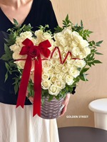 Panier de fleurs artificielles écologique et réutilisable fait main pour la fête de Qixi, arrangement floral, seau à câlins en carton gris