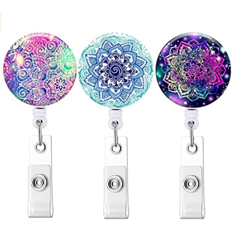 Nurse Badge Reels with Clip Name Card Holders for Office Worker Doctor Nurse Retractable ID Badge Holder  (4 Pack)