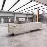 Bureau de réception moderne de luxe en bois, réglable en hauteur, avec éclairage LED, durable, pour bureau, hôtel, centre commercial et salon, mobilier commercial