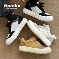Chaussures de skateboard à plateforme pour hommes, en maille et daim patchwork, sneakers à bout large, semelle épaisse, rehaussantes, décontractées