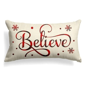 Housse <span class=keywords><strong>de</strong></span> coussin lombaire longue pour Noël, pour canapé et <span class=keywords><strong>lit</strong></span>, en lin rouge festif avec motifs <span class=keywords><strong>de</strong></span> fêtes, idéale pour le bas du dos - Product Image 6