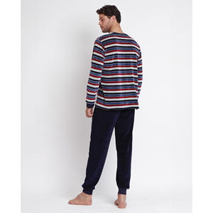 ADMAS MAGNIFIC Pijama de rayas de terciopelo para hombre con mangas largas Ropa de dormir cómoda - Product Image 3