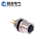 Venta caliente Circular impermeable A código M8 4 pines hembra montaje en Panel frontal PCB pines conector hembra