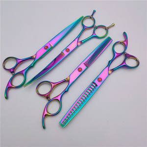 Ciseaux de toilettage pour animaux de compagnie colorés, en acier inoxydable 6Cr, outils de coupe de poils pour chiens, ensemble de ciseaux professionnels pour l'entretien des animaux - Product Image 2