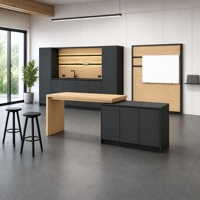 Ensemble de meubles de rangement modulaires ATWOKA pour bureau, unité de bar à café anthracite, meuble de classement verrouillable, panneau tableau blanc pour zone de détente