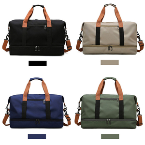 Vente en gros de sac de sport imperméable en nylon compartiment pour chaussures humides logo personnalisé fermeture à glissière mode sport voyage sac de sport pour hommes femmes - Product Image 4