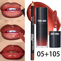 Kit de gloss et crayon à lèvres liquide 2-en-1 hydratant végétalien longue tenue waterproof effet repulpant