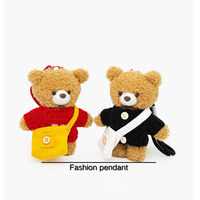 Porte-clés pendentif de sac bandoulière unique en peluche ours créatif style pull noir, accessoire de luxe pour sac et porte-clés