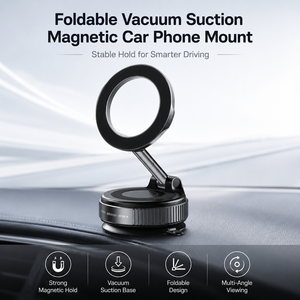 Soporte Magnético Plegable para Teléfono <span class=keywords><strong>de</strong></span> <span class=keywords><strong>Coche</strong></span> con Brazo <span class=keywords><strong>de</strong></span> Aluminio y Ventosa Fuerte, Compatible con GPS y Teléfonos MagSafe, Cumple con RoHS y REACH - Product Image 1