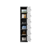 Casier en acier noir et blanc à six compartiments, armoire de rangement métallique pour employés, pour usine, dortoir et centre de remise en forme