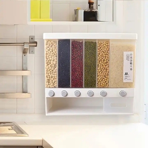 Distributeur mural multifonctionnel de riz et céréales, seau à grains hermétique pour stockage en vrac – Vente en gros à chaud - Product Image 6
