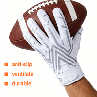 Gants de football et de rugby en nylon à doigts entiers, avec poignet en néoprène à scratch, paume à haute adhérence en silicone imprimé, respirants pour les sports de plein air