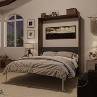Lit mural moderne Varyron en bois grainé brun, lit escamotable caché, armoire murale pliable, PB/MDF, OEM ODM VYR-BED