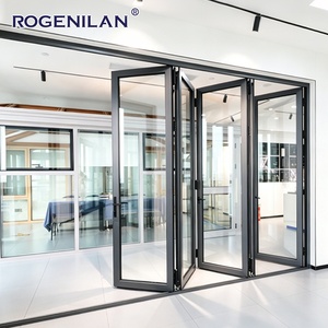 Portes pliantes accordéon en aluminium à double vitrage, fournisseur chinois Rogenilan, portes pliantes extérieures à vitrage Low-E - Product Image 3