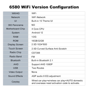 6580 Universal 7/9/10 ''Multimedia 2Din doble WIFI coche <span class=keywords><strong>Mp5</strong></span> reproductor estéreo Radio Android 12 GPS Navi <span class=keywords><strong>Player</strong></span> - Product Image 3