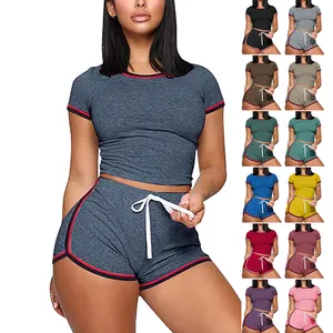 Wholesale Workout Clothing Tight Tops and Shorts 2 Piece Women Sport Wear Set