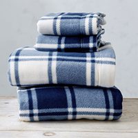 Dernière conception de draps de lit en polaire brossée à motifs écossais gris et bleu pour la maison