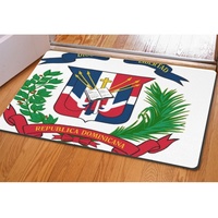 Tapis de sol en caoutchouc polyester imprimé avec le drapeau national de la République dominicaine, 40*60 cm, rectangulaire, antidérapant
