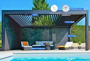 YOUYA NOUVELLE <span class=keywords><strong>Pergola</strong></span> extérieure en aluminium <span class=keywords><strong>Pergola</strong></span> de jardin bioclimatique motorisée avec porte <span class=keywords><strong>à</strong></span> volet roulant <span class=keywords><strong>à</strong></span> persiennes - Product Image 4