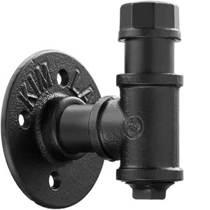Perchero de pared estilo industrial, negro, resistente, con gancho redondo, para decoración de casa de campo - Product Image 1