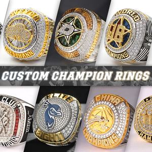 Personalizza gli anelli del campionato sportivo di alta qualità con il logo della squadra all'ingrosso in argento sterling 925 placcato in oro design gratuito - Product Image 2