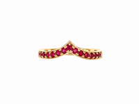 Bague en or 18 carats en forme de V sertie de rubis, minimaliste, empilable, alliance de mariage, bijoux de luxe pour femmes, bijoux fins, cadeau de la Saint-Valentin, classique