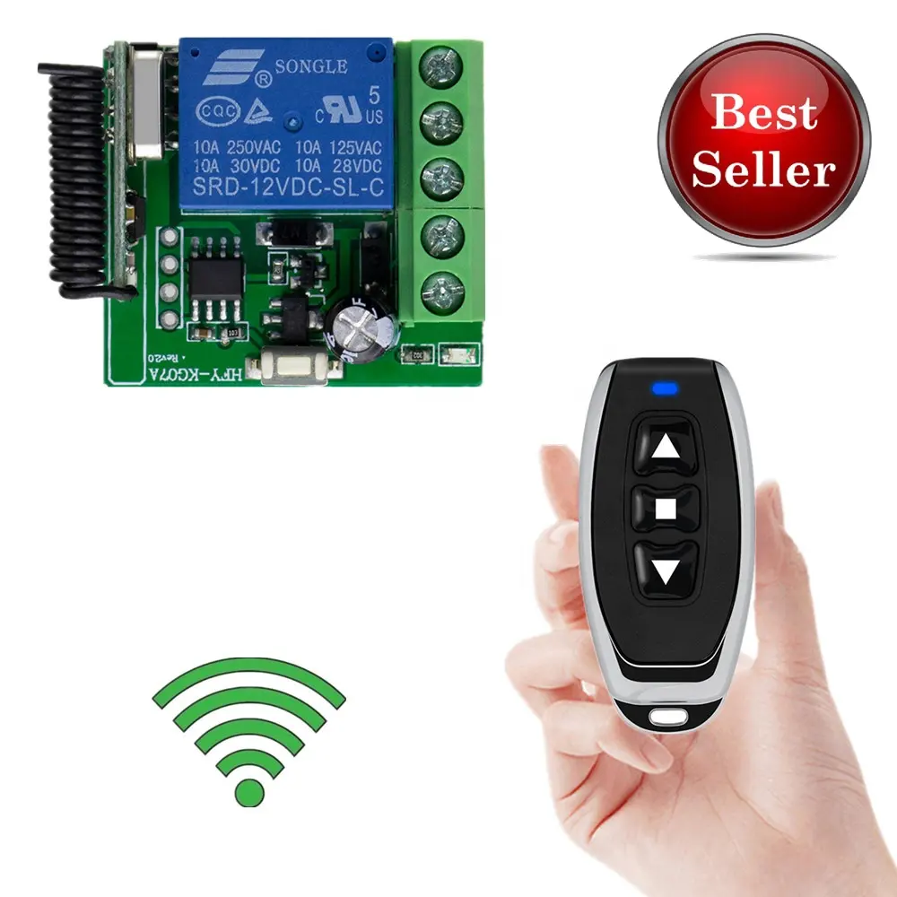 433 Mhz Universal Wireless Remote Control Switch DC 12V 1CH Relay Receiver Module and RF Transmitter Electronic Lock Control Diy