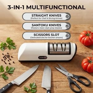 Aiguiseur de couteaux électrique multifonctionnel antidérapant, aiguiseur de couteaux professionnel automatique de petite taille, outils d'affûtage rapide pour la cuisine - Product Image 6