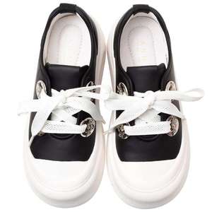 Fashion Chunky Black Leather Sneakers for Women - Product Image 2