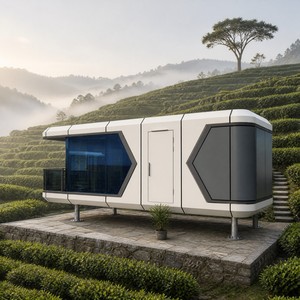 Cabine modulaire en structure acier avec fenêtre panoramique pour maison de vacances en zone de villégiature en montagne ou en zone de villégiature en zone montagneuse - Product Image 1
