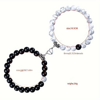 Bracelets assortis pour couple en perles turquoise avec breloque magnétique cœur, bracelets extensibles en pierre naturelle, vente en gros
