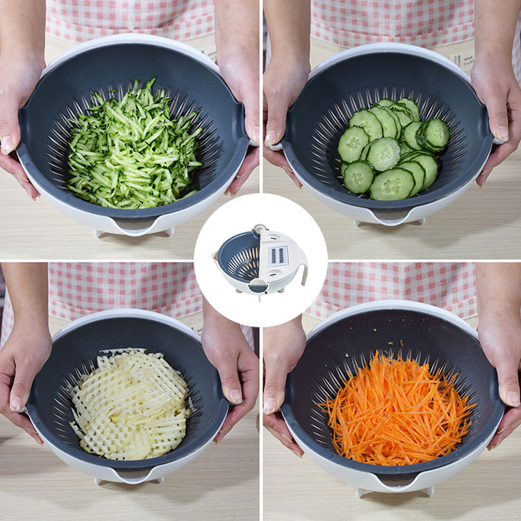 Plastic Sink Drain Basket Multifunctional Vegetable Cutter Gray White