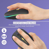 Souris USB sans fil moderne mini RGB rétroéclairée 2,4 G double mode Bluetooth 5.2 rechargeable avec suivi optique pour ordinateur portable