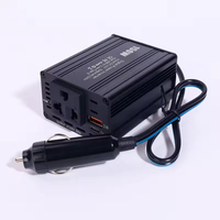 Inversor de Corriente para Auto, Transformador de Voltaje USB Portátil, Conversión de 12V/24V a 220V, Cargador USB AC de 150W