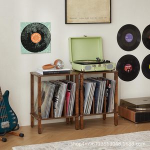 Solid Wood <b>Record</b> <b>Stand</b> With Storage Shelf For Vinyl Collection And Speaker Placement Living Room Furniture - Product Image 2