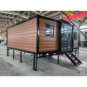 Maison mobile préfabriquée de luxe entièrement meublée, pliable, construction rapide, kit de maison avec remorque, maison en conteneur extensible