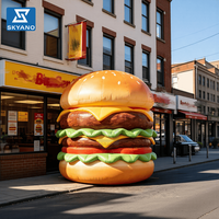 Burger Gonflable Géant Publicitaire, Logo Personnalisable, pour Événement d'Ouverture de Magasin de Burgers