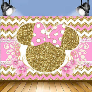 Toile <span class=keywords><strong>de</strong></span> fond personnalisée Mickey Minnie ou Mouse Glitter Bow Baby Shower Girls Happy Birthday Party <span class=keywords><strong>Photo</strong></span> Background Booths Studio Props - Product Image 4