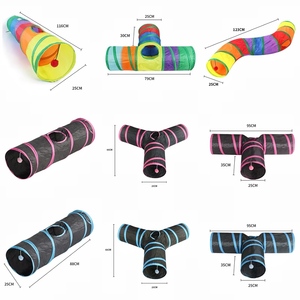 Tunnel de jeu pour <span class=keywords><strong>chat</strong></span> résistant à l'usure Tunnels pliables pour animaux de compagnie Jouet de jeu froissé Polyester écologique Style simple <span class=keywords><strong>Chat</strong></span> drôle - Product Image 6