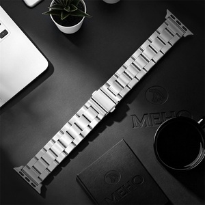 Bracelet de montre en acier inoxydable, bracelet de remplacement à maillons brossés argentés pour montre connectée - Product Image 1