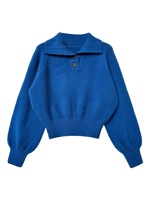 Pull en maille respirant pour femme, style coréen, boutonné, couleur unie, en polyester, idéal pour l'hiver