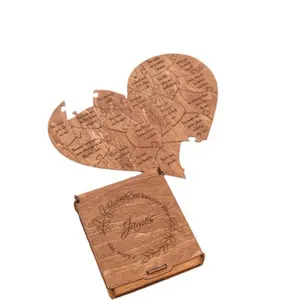 高品質のバレンタインデーギフト記念日木製ハート型パズルあなたを愛する32の理由パズル