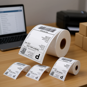 Étiquettes d'expédition thermiques directes DTL 4Pk 4x6, papier rectangulaire perforé, qualité commerciale, 250 unités, pour impression et manutention - Product Image 2