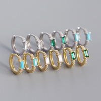 Boucles d'oreilles en zircon cubique, boucles d'oreilles à fermoir, boucles d'oreilles en forme de boucle, boucles d'oreilles en forme de cerceau